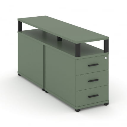 Тумба двухсторонняя опорная приставная с 3-мя ящиками и надставкой CONCEPT CN.DTGP-001 B/W Кобо Черный_0