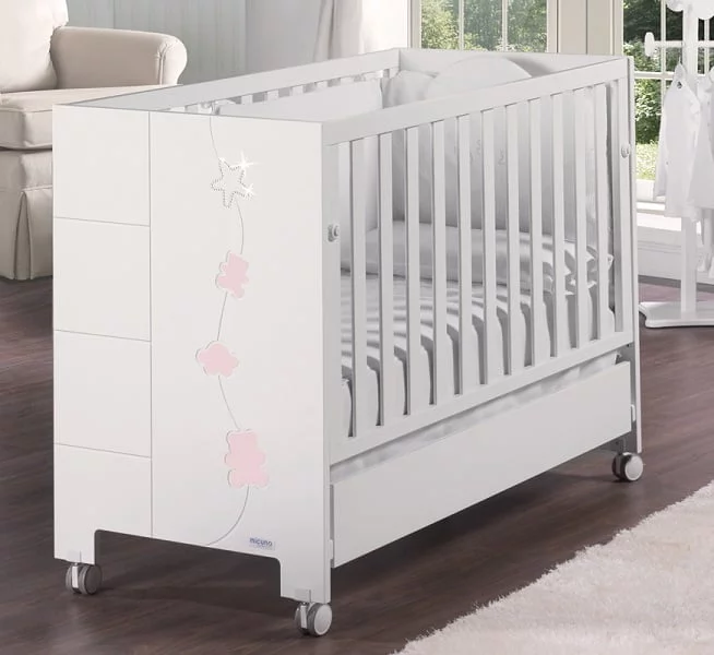 Кровать Micuna Juliette Relax Luxe с кристаллами Swarovski 120x60 White/Pink_0