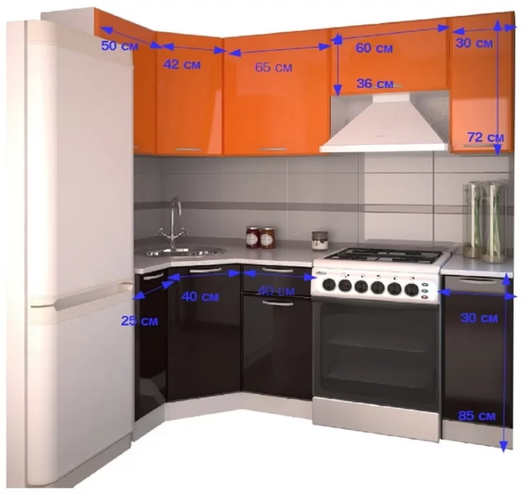 Кухонный гарнитур угловой Апельсин глянец Шоколад глянец №2_1