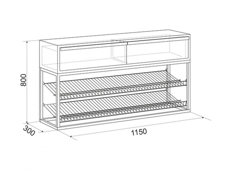 Обувница Лофт ЛМН-02 Черный муар-дуб сонома / LMN-02_1