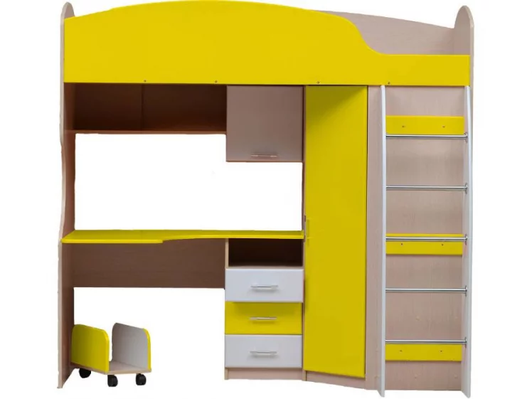 Уголок школьника Юниор-5 МДФ глянец  Дуб молочный/Желтый/Белый_0