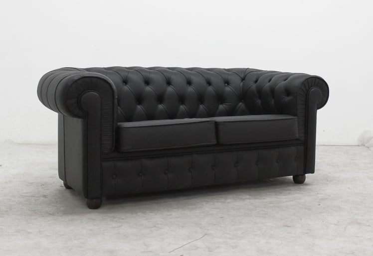 Диван двойной Крофорд в натуральной коже Мадрас (черный) / Madras_1