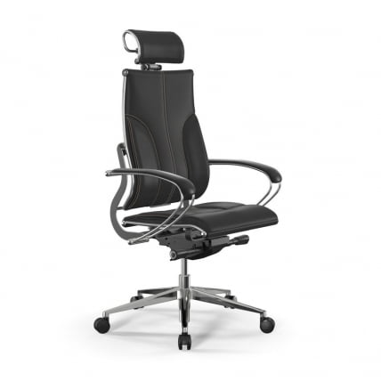 Кресло руководителя METTA Y 2DM B2-10K Комплект 1 Черное (с бежевой строчкой)_0