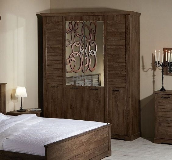 Шкаф 4-х дверный, Кантри (1860*558*2300) Орех Риббек темный, 11308 _1