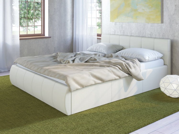 Кровать 1600 Афина 2812 Белый кожзам_0
