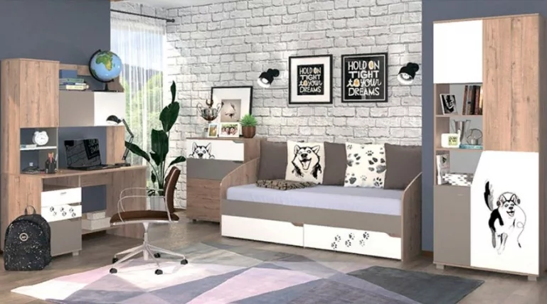 Тумба выкатная Хаски 51 Дуб Ирландский Мокко Белый_2