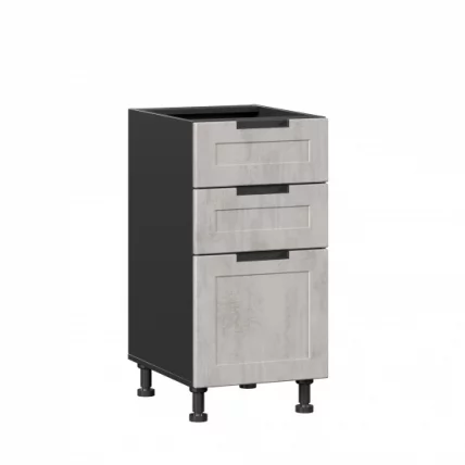 Тумба кухонная 400 с 3 ящиками (4) Джамис ЛД 296.110.000.049 Черный Белый камень_0