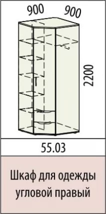Шкаф для одежды угловой (правый) Мегаполис 55.03 Сосна Астрид_2