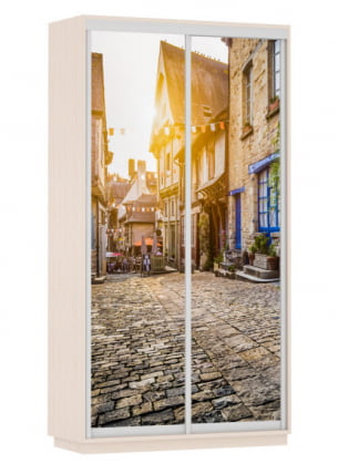 Шкаф-купе двухдверный Экспресс Дуо 1200х2200h Улица/Дуб молочный_0