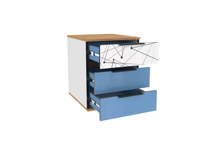 Тумба прикроватная Урбан ЛД 528.120.000 Белый/Черный/Капри Синий_1