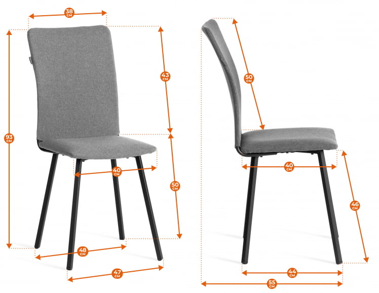 Стул обеденный La Rousse NEW, ткань рогожка, темно-серый, F68, 45x55x93 см_12