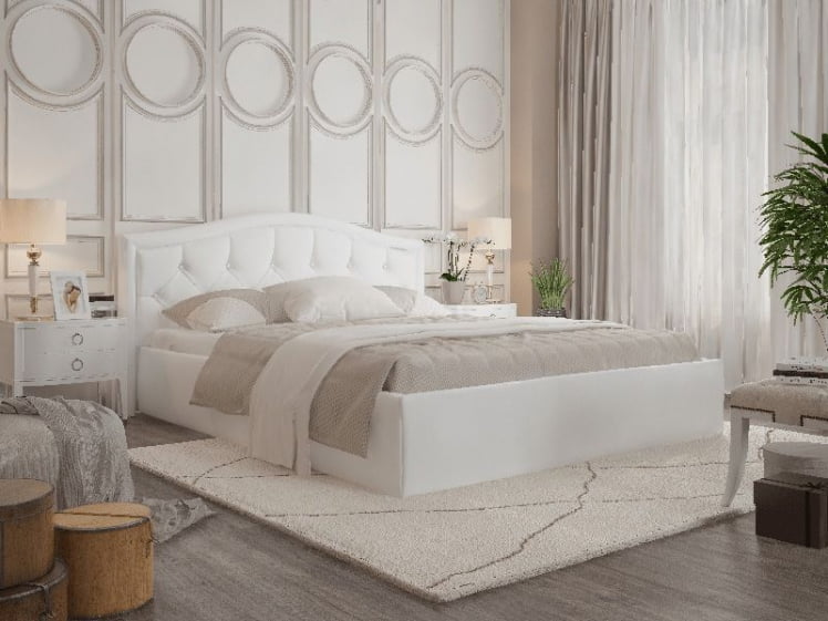 Кровать Стелла, 1200*2000 мм, искусственная кожа Vega white, белый_2