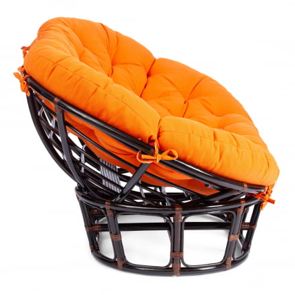 Диван MAMASAN/МАМАСАН 23/02 W /с подушкой/ подушка 182х119 см, 169х102х80 см, Antique brown (античный черно-коричневый), ткань, оранжевый, С 23_1