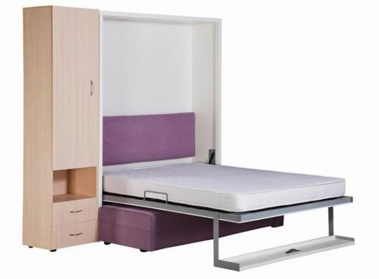 Шкаф-диван-кровать Смарт 1 3-в-1 левый 1400 Белая шагрень_2