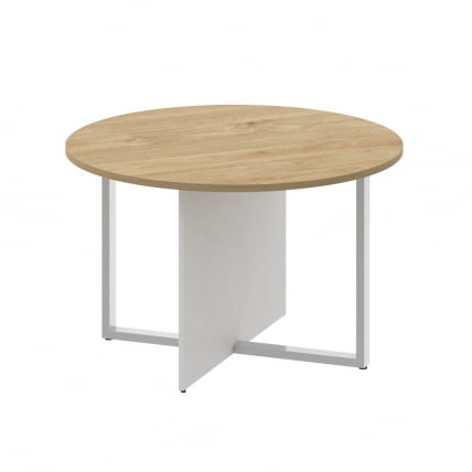 Стол переговорный, круглый SHIFT SK.SP-KR-120 Тиквуд Светлый/Белый Бриллиант_0