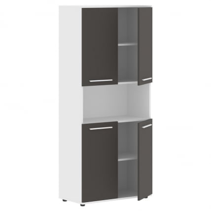 Шкаф с двумя комплектами глухих малых дверей ЕДИС ЕХCС 85.4 Мокко Белый Белый / EDIS EHCS_1