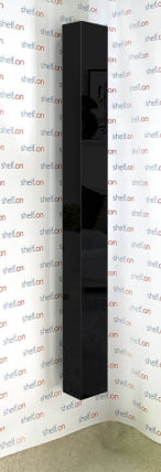 Поворотный шкаф в черном глянцевом стекле Иглу Шелф Беленый дуб_0