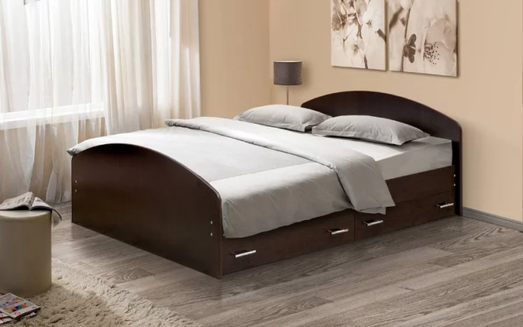 Кровать с ящиками на уголках №2 ЛДСП 1400*2000 Ясень Анкор темный_0