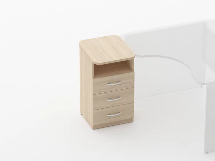 Тумба приставная на 3 ящика с нишей Glassy 3.10.13 Бук светлый_1