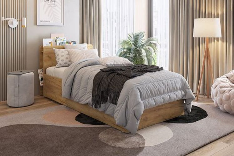 Кровать с основанием Юниор ZO.SMU-02 дуб крафт золотой_4