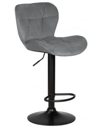 Стул барный ДОБРИН БАРНИ БЛАCК (серый велюр (МДЖ9-75)) 2 шт / DOBRIN BARNY BLACK (MJ9-75))_1