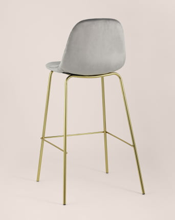 Стул барный Валенсия Серый с золотыми ножками_4
