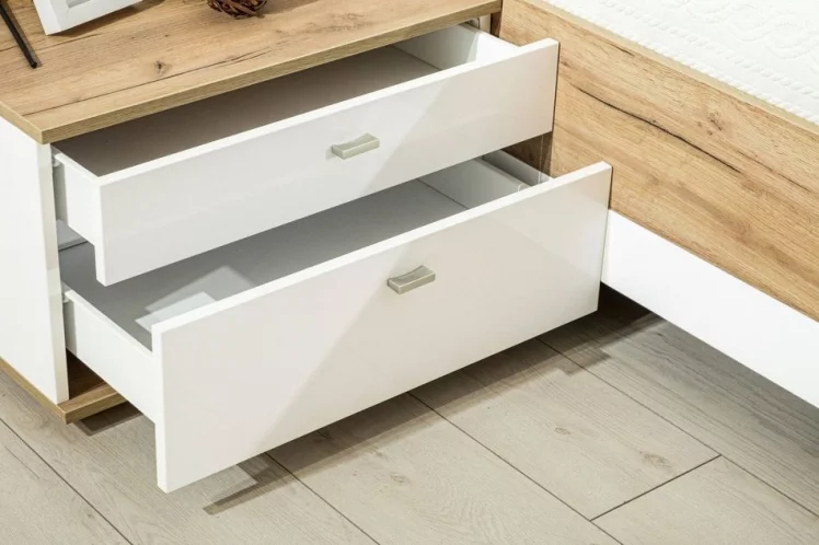 Тумба прикроватная с декоративным щитом Фиджи 014 Дуб Золотой Белый_5