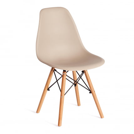 Стул CINDY (EAMES) (mod. 1801) дерево бук/металл/сиденье пластик, 45x51x82 см, Beige (Бежевый)_0
