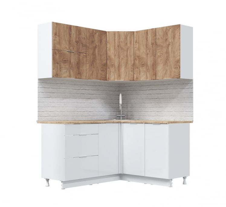 Кух. гарнитур Асти-вайт угловой 1.4*1.6м белый/бетон светлый/лиственница охотская/ белый глянец/ ПФ дуб бунратти (б/с 800)_0