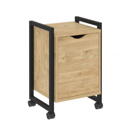 Тумба на колесных опорах с распашным фасадом LOFT VR.L-T2.K Металл черный Тиквуд светлый_0