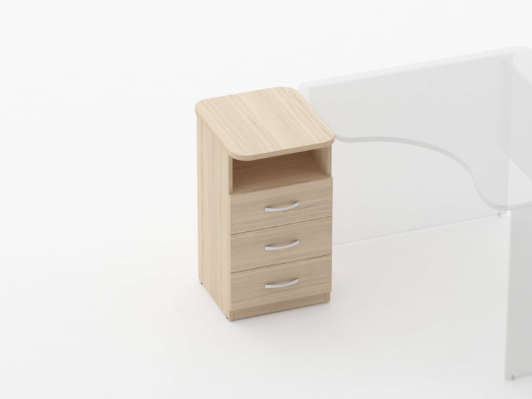 Тумба приставная на 3 ящика с нишей Glassy 3.10.13 Венге_1