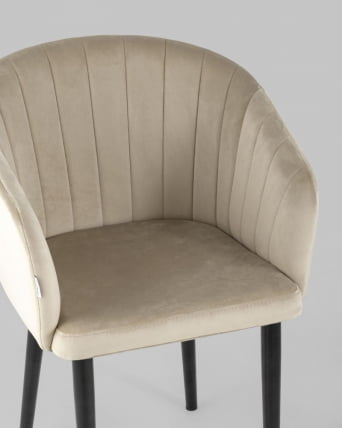 Стул с подлокотниками Нейтон велюр Бежевый_7