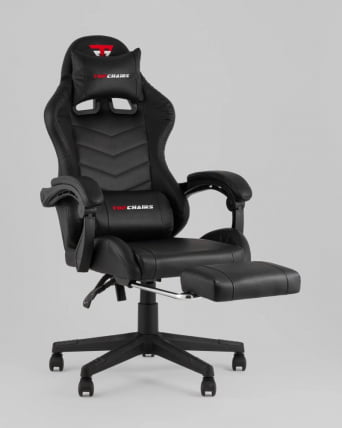 Кресло спортивное TopChairs Prophet с оттоманкой черный_2