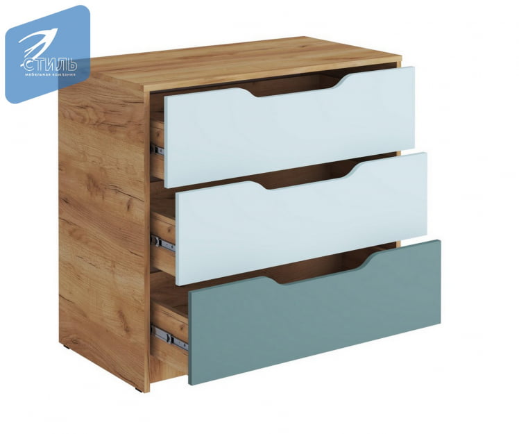 Комод RICH КМ-001 Мята/Сумеречный голубой/дуб крафт золотой_2
