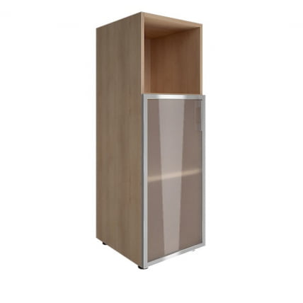 Шкаф книжный средний со стеклом в раме Lacobel без топа YALTA LT-SU 2.2R white Снежная Платина_0