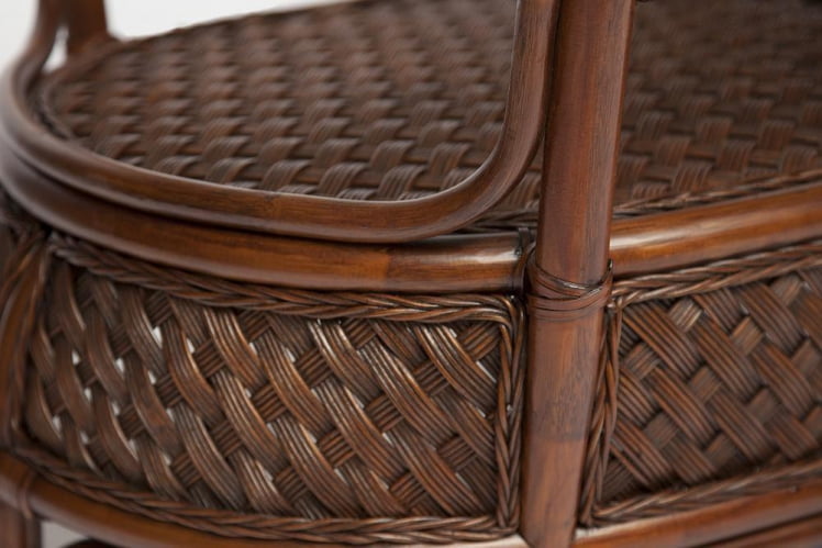 Комплект обеденный ANDREA GRAND (стол со стеклом+6 кресел+ подушки) Pecan Washed (античн. орех), Ткань рубчик, цвет кремовый_1