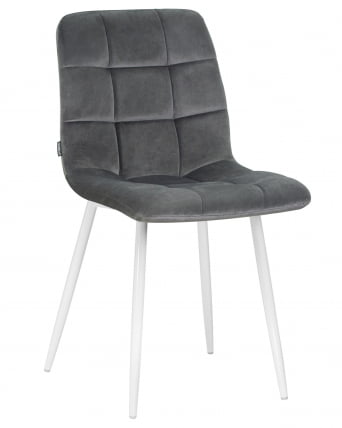 Стул обеденный DOBRIN ALEX белые ножки Темно-серый велюр V108-91_0