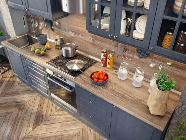 Кухонный гарнитур 3000 Мокка №01 Черный Дуб фактурный антрацит_4