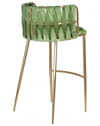 Стул барный ДОБРИН ЕММА ГОЛД (зеленый велюр (ВФ-08)) 4 шт / DOBRIN EMMA GOLD (VF-08))_4