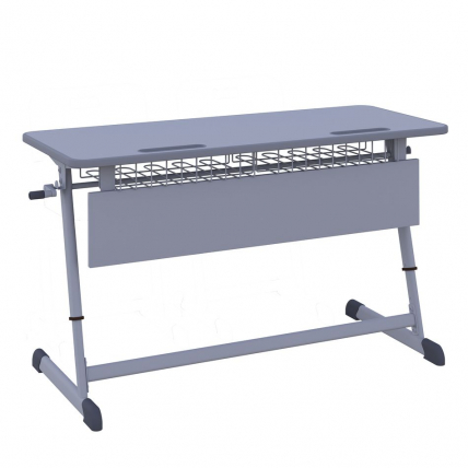 Парта двухместная НОМАД В с ручной регулировкой высоты (рост 4-6) Зеленый/Серый / NOMAD V_0