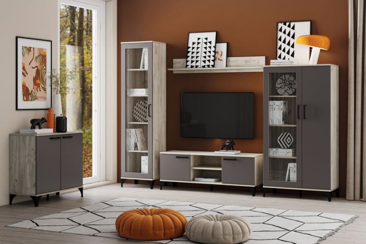 Комплект мебели для гостиной Марсель №1 Софт Графит Дуб Крафт серый_0