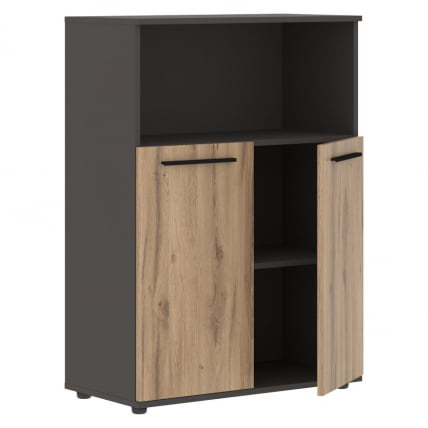 Шкаф с глухими малыми дверьми EDIS EMCS 85.3 Дуб Денвер светлый Черный Мокко_1