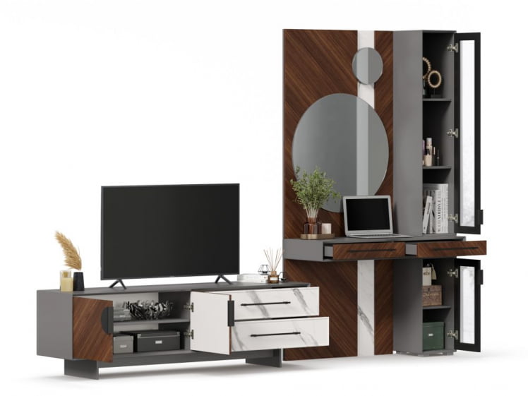 Набор мебели для гостиной Вилена №7 Серый/Орех/Монте белый_6