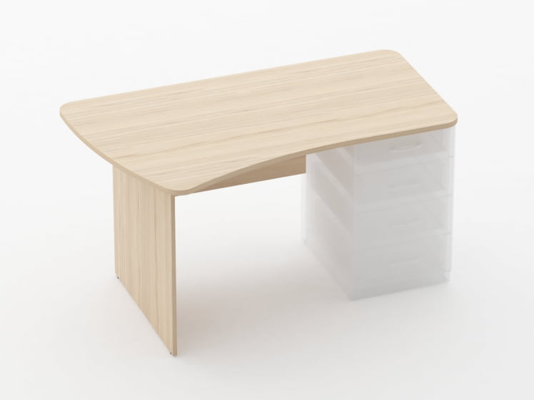 Стол эргономичный под встроенную тумбу Glassy 1.121.14Л Дуб молочный_0