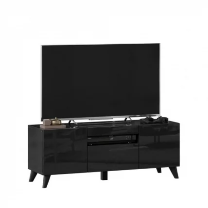 Тумба под ТВ Бруклин 1200 с опорами Черный глянец_2