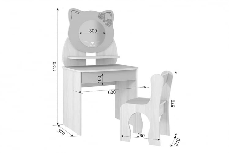 Набор детский Котенок MK-0016 белый рамух/розовый_3