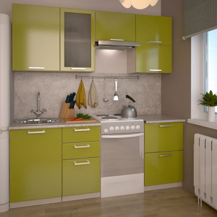Кухонный гарнитур прямой Дюна олива №1_0