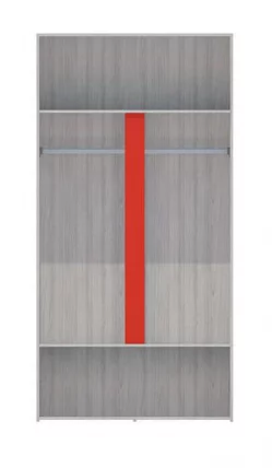 Шкаф двустворчатый с ящиками Палермо Юниор 07 Белый глянец Ясень шимо светлый Красный_3