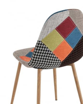 Комплект из четырех стульев Валенсия СН пэчворк, обивка ткань ножки металл с принтом под дерево / SN_6