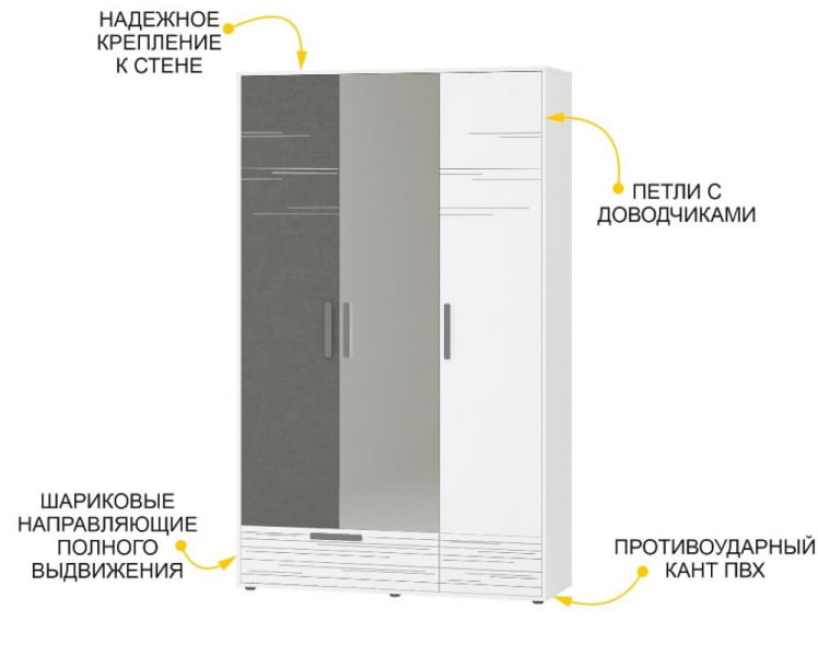 Шкаф трехдверный с зеркалом Аляска 502.28_2